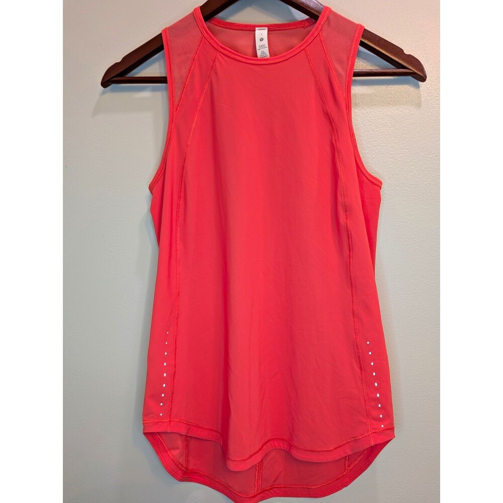 lululemon athletica Pink/Coral Mesh Back Reflective Stretch Tank Top Women’s 0